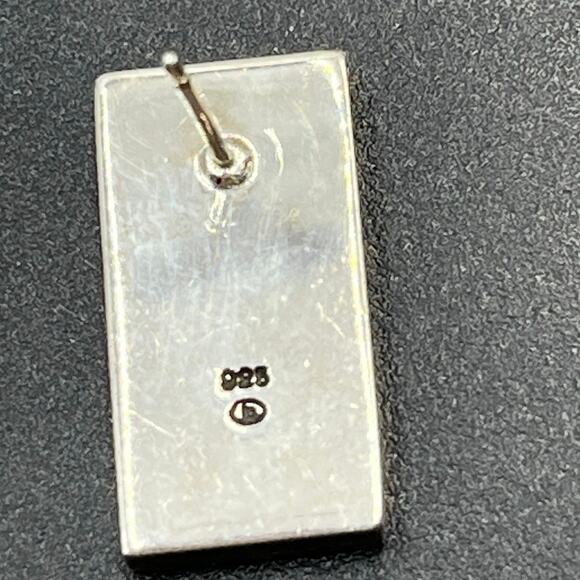 B Designer Vintage Art Deco Sterling Silver and Red Coral Rectangular Earrings - Picture 2 of 9